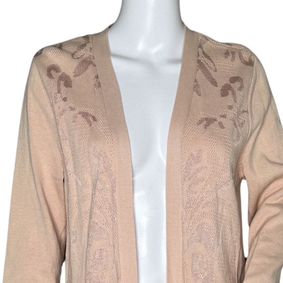 Chicos Sweater Women Medium Blush‎ Pink Open Longline Cardigan Everyday Casual - Picture 5 of 8